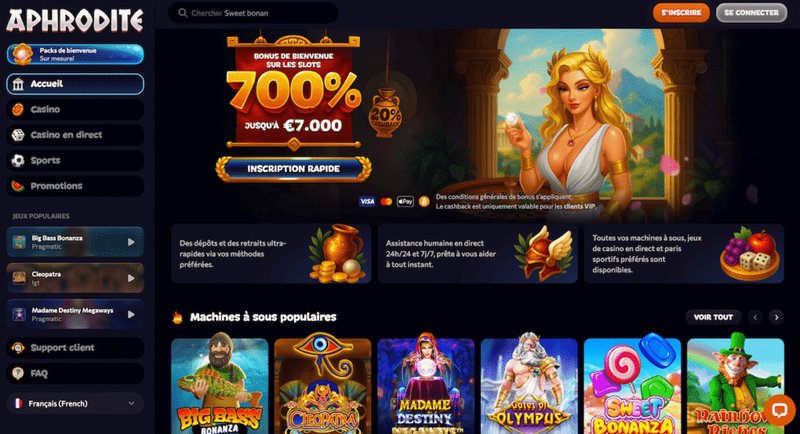 Découvrez les avantages exclusifs de l'Aphrodite Casino en ligne en France